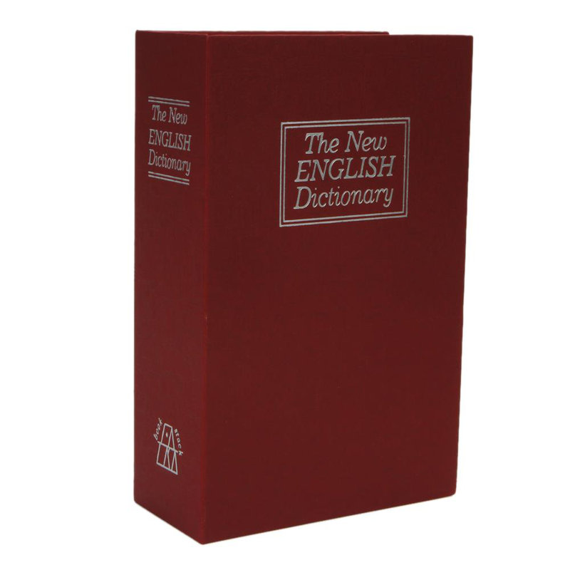 Coffre-fort avec verrou clé jolie simulation english dictionary, 7.17" H x 4.61" W x 2.24" D, Rouge
