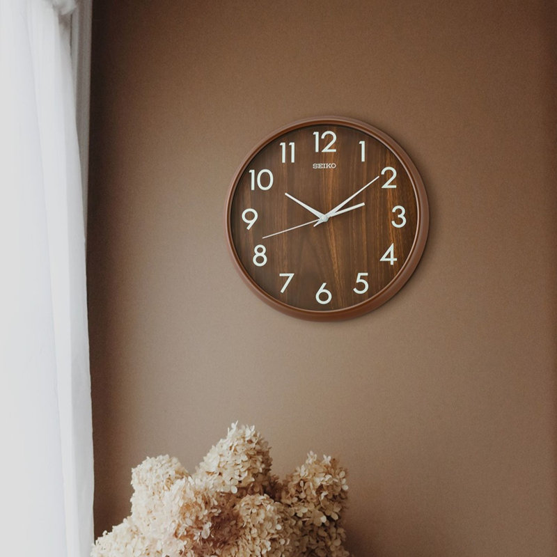 QXA810BLH Wall Clock, Dark Brown, Dark Brown