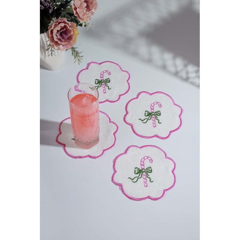 Ensemble de 4 serviettes à cocktail brodées bonbon Candy