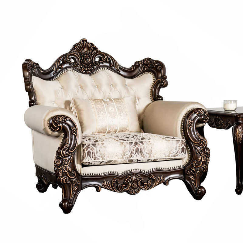 Coussin décoratif à dossier capitonné à accoudoirs arrondis avec fauteuil de 1 pièce inclus