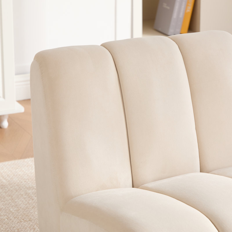 Fauteuil d'appoint rembourré capitonné sans accoudoirs, Beige