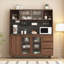 Buffet en bois massif noir et noyer