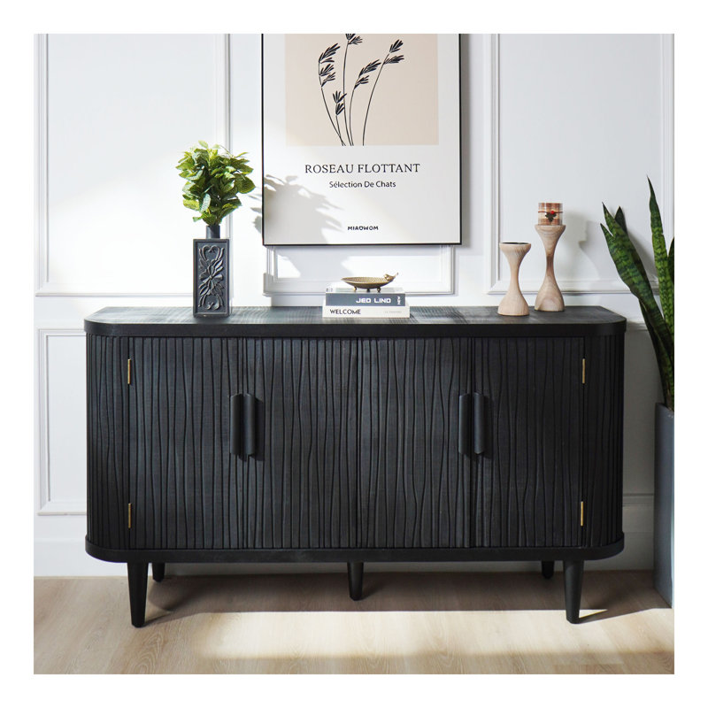 Armoire de rangement décorative, armoire d'appoint moderne avec tablettes réglables, buffet autoportant avec quatre portes, armoire décorative avec 4 portes pour le couloir du salon