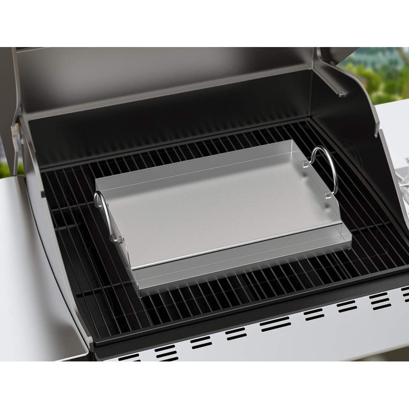 Stainless Steel BBQ Cooking Griddle for Most Gas Grills, 18"×12", 2.75" H x 12.5"W x 18"D