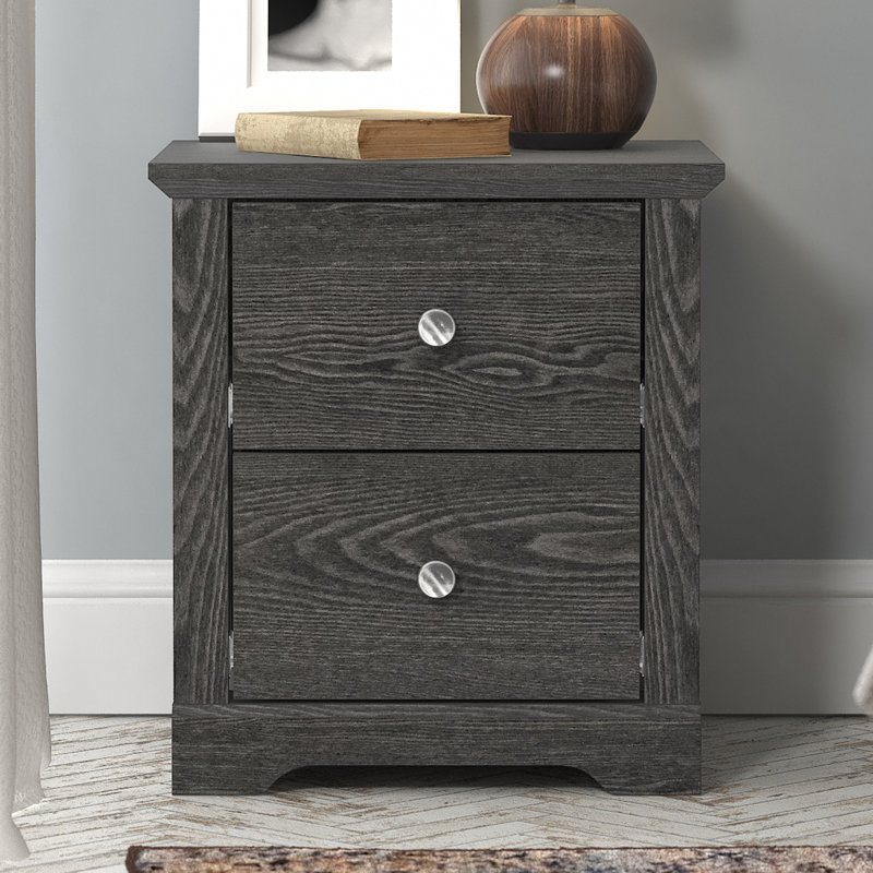 Kepner 2 Drawer Nightstand, Dark Gray Oak