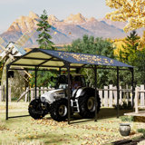 Carport Canopy 10X15 Heavy Duty,Metal Carport With Reinforced Structrure And Base,Outdoor Garage Car Shelter Frame For Pickup, Boat, Car And Tractors,Black