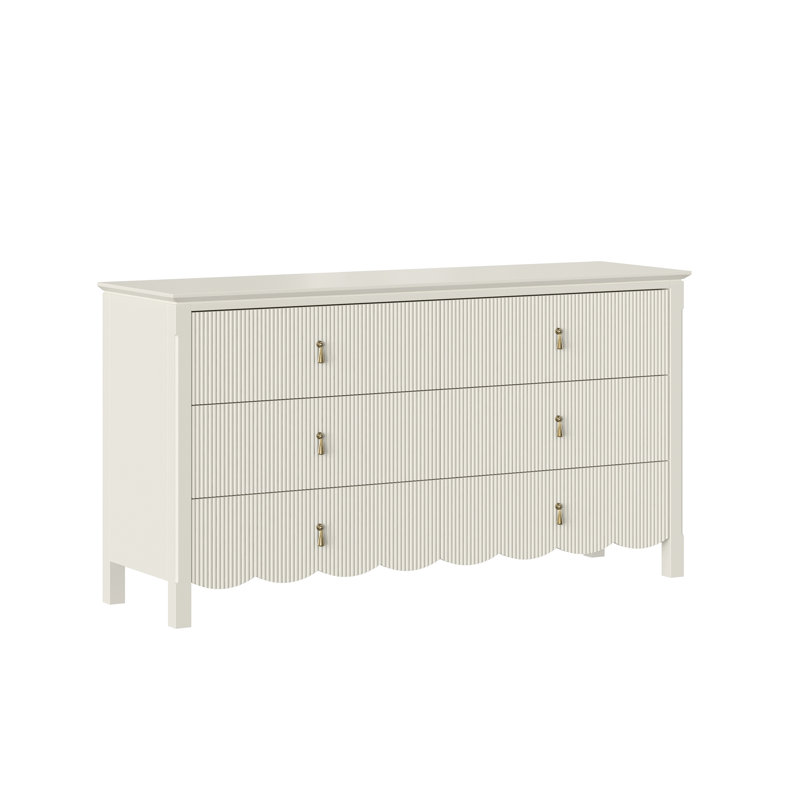 Commode 6 tiroirs Sofia, Blanc cassé / blanc