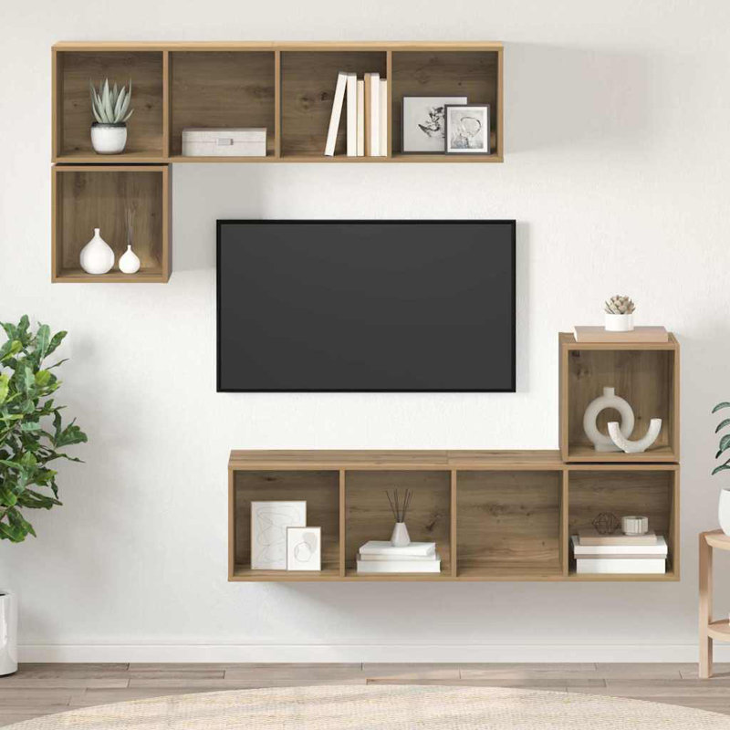 TV Cabinet Set 4 Pcs 37 X 37 X 142.5 Cm, Artisan Oak