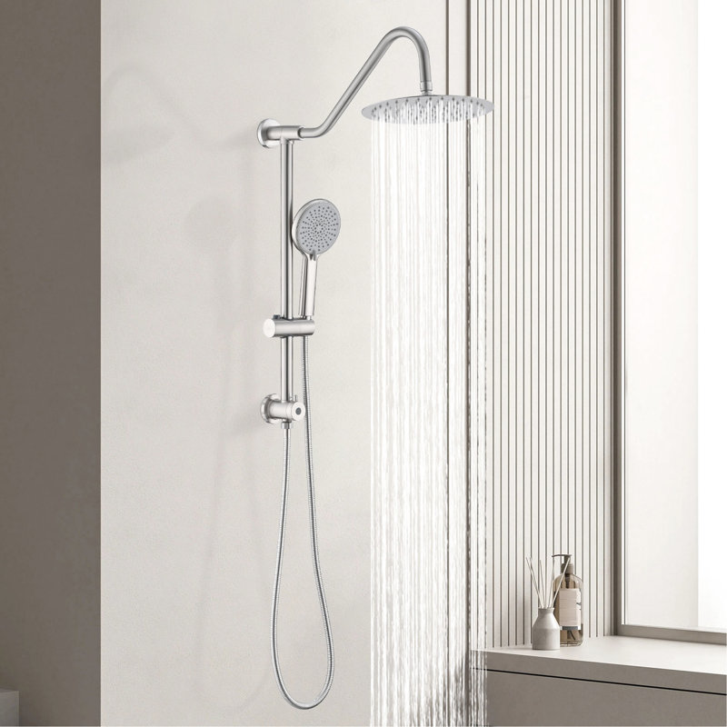 Dual Shower Head With 10" Rain & Handheld - Stable Water Flow Brushed Nickel System And Discoloration Prevention