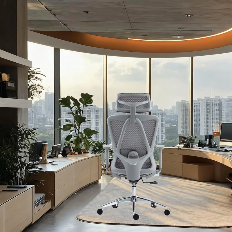 High Back Mesh Office Chair, Grey, Grey