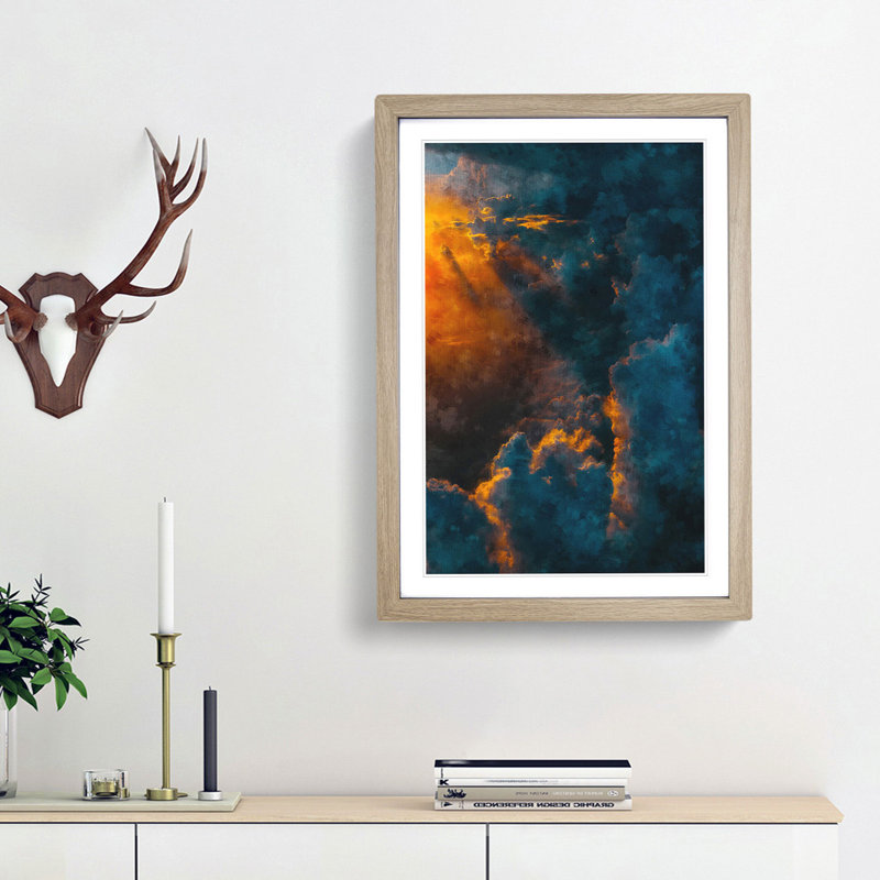 Light Through the Clouds - Picture Frame Graphic Art Print, Oak Framed, 33cm H x 24cm W x 2cm D