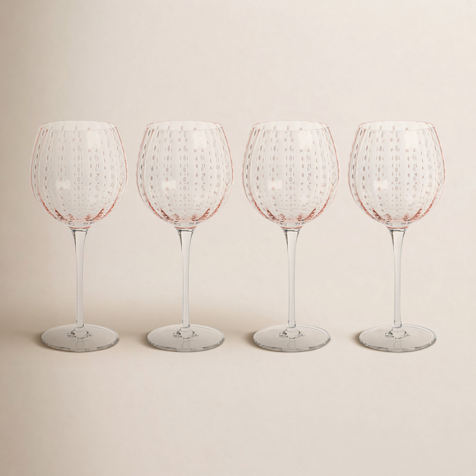 Pescara Dot Wine Glasses, Pink