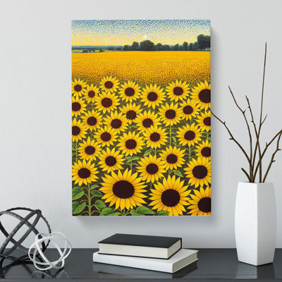Wolfhurst Sunflower Field Pointillism - Wrapped Canvas