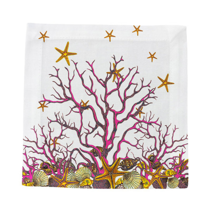 Square Napkins, White Pink