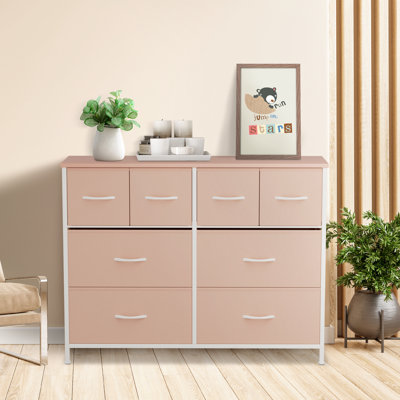 Commode Asadbek avec 8 tiroirs larges pour chambre à coucher, salon, vestibule