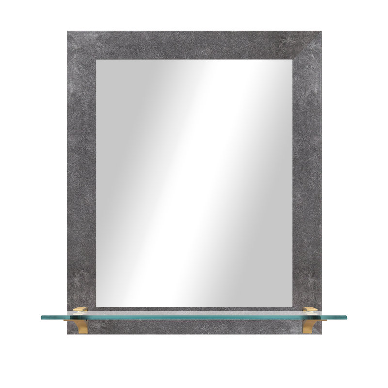 Sadonte Flat Wall Mirror, Concrete/Brass