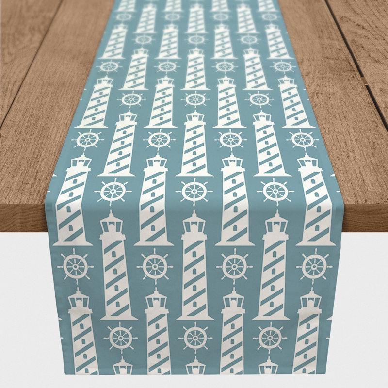 Allateef Rectangle Polyester Table Runner, 72" x 16", Light Blue