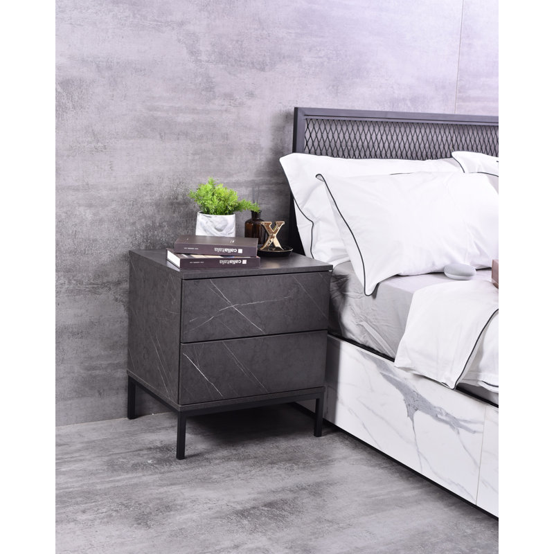 Blunt 50 cm W Bedside Table, Grey