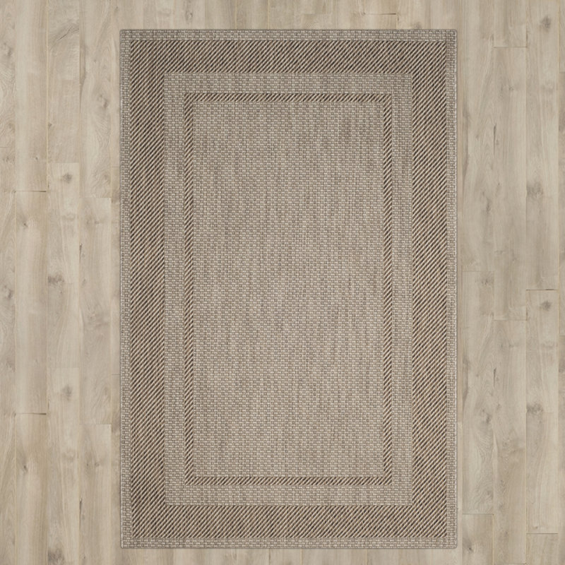 Reid Performance Solid Color Indoor/Outdoor Area Rug, Rectangle 5'3" x 7'7", Beige/Brown