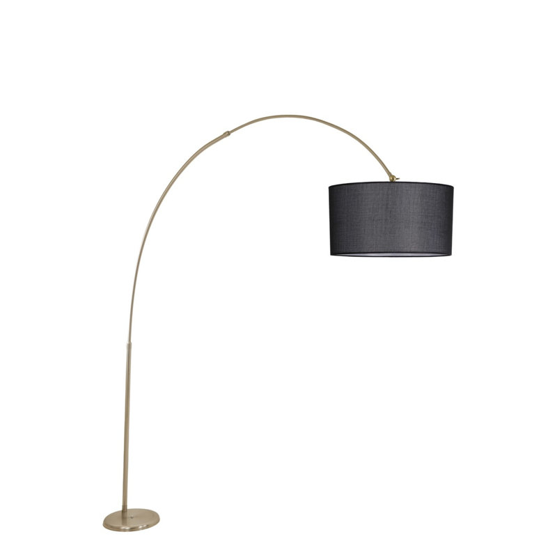 Ziggy 220cm Arched Floor Lamp, Chrome, Black