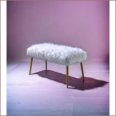 Tabouret de coiffeuse blanc os avec revêtement en similicuir | Blanc | Bois synthétique