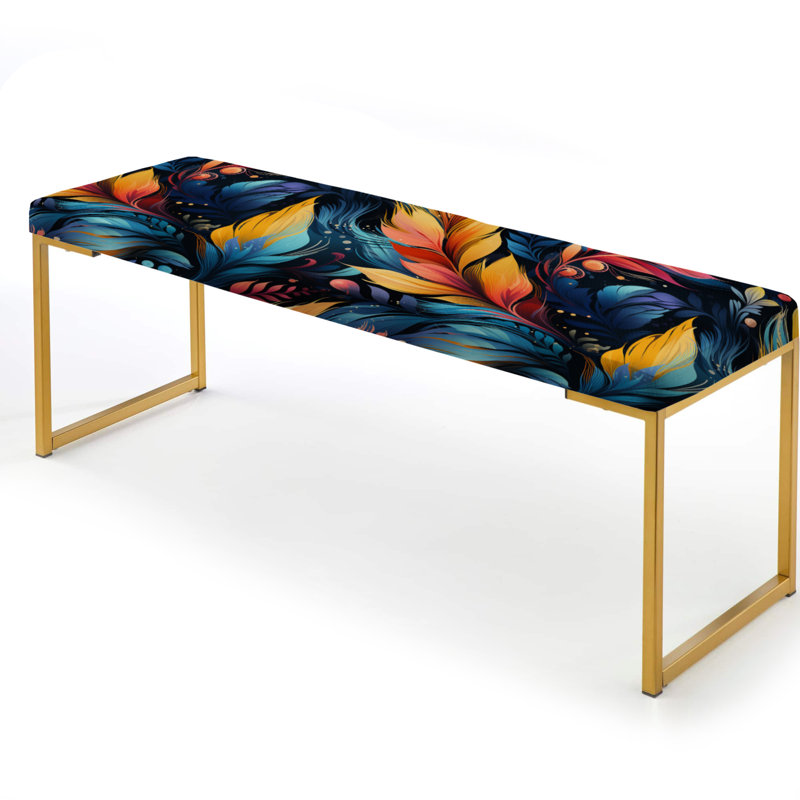 Motif artistique bohémien - banc rembourré or Boho