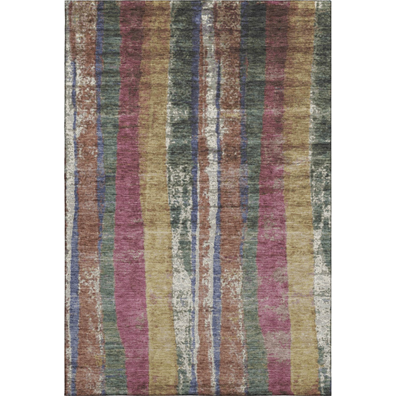 Premium Machine Washable Mayfield AMF1910 Stripes Rug, Rectangle 10' x 14'