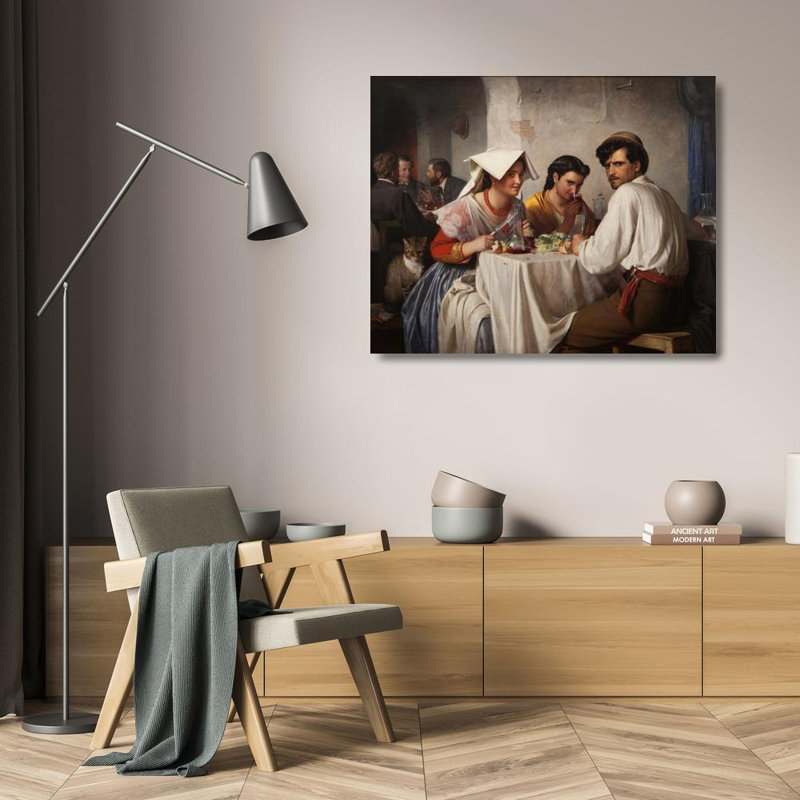 «In a Roman Osteria» par Carl Bloch - Art mural sur toile tendue avec châssis, H 24 po x l 17 po