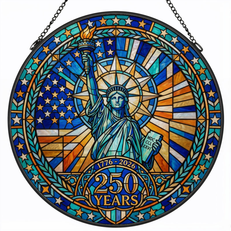 Panneau de fenêtre en verre Statue Liberty USA 250th Anniversary, 7.8"H