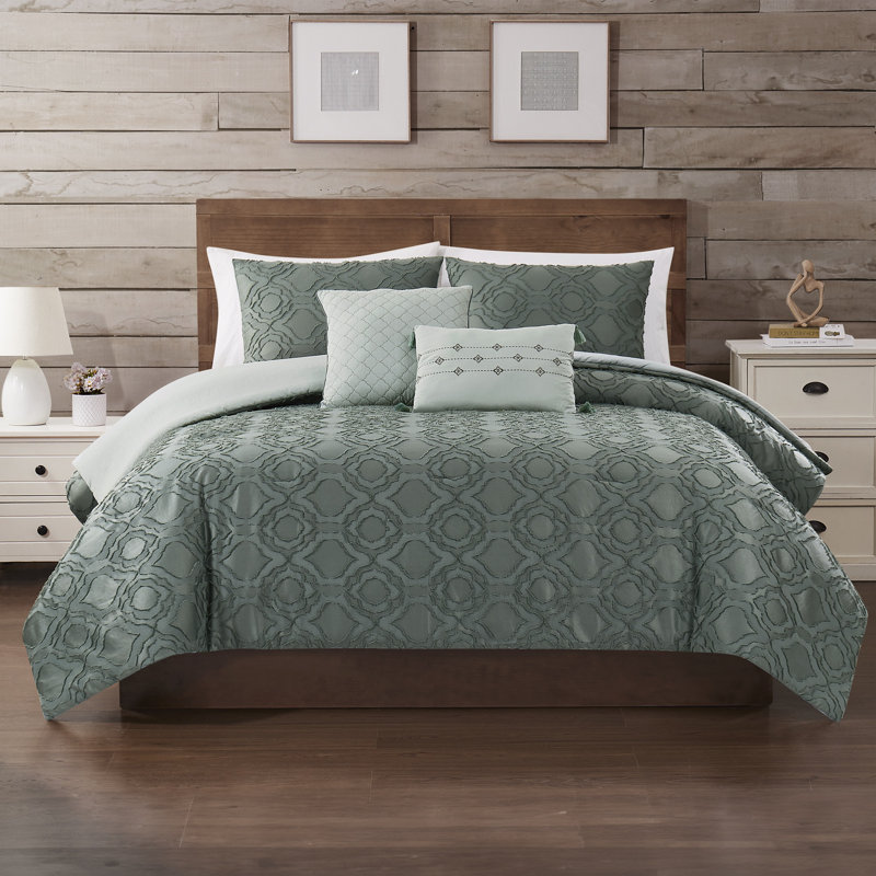 Modern Threads 5-Piece Jacquard Samson Comforter Set, Queen Comforter + 4 Additional Pieces