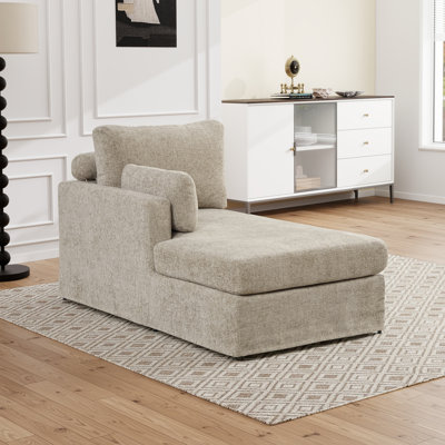 Méridienne de 60 po pour l'intérieur, canapé-lit rembourré moderne avec coussin épais et accoudoir gauche, fauteuil inclinable en tissu chenille pour le salon, la chambre à coucher et le bureau