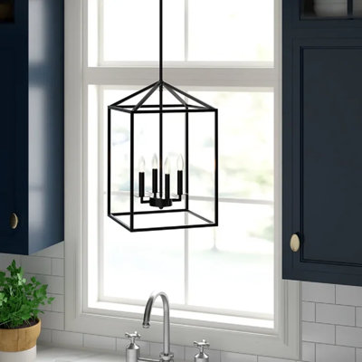 Luminaire suspendu carré à 4 lumières Plitt