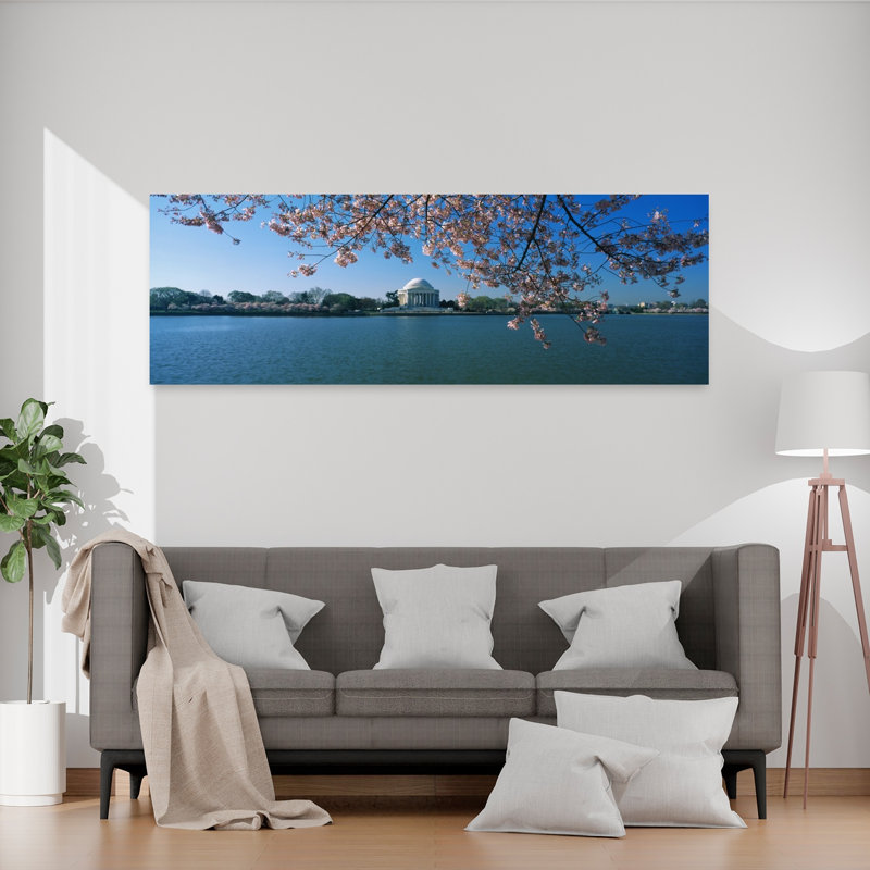 Monument At The Waterfront Jefferson Memorial Potomac River Washington DC USA by J Sohm/VOA LLC - Wrapped Canvas Panoramic Print
