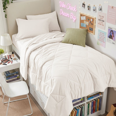 5-Piece Twin XL Comforter Set, Ivory Bed in a Bag