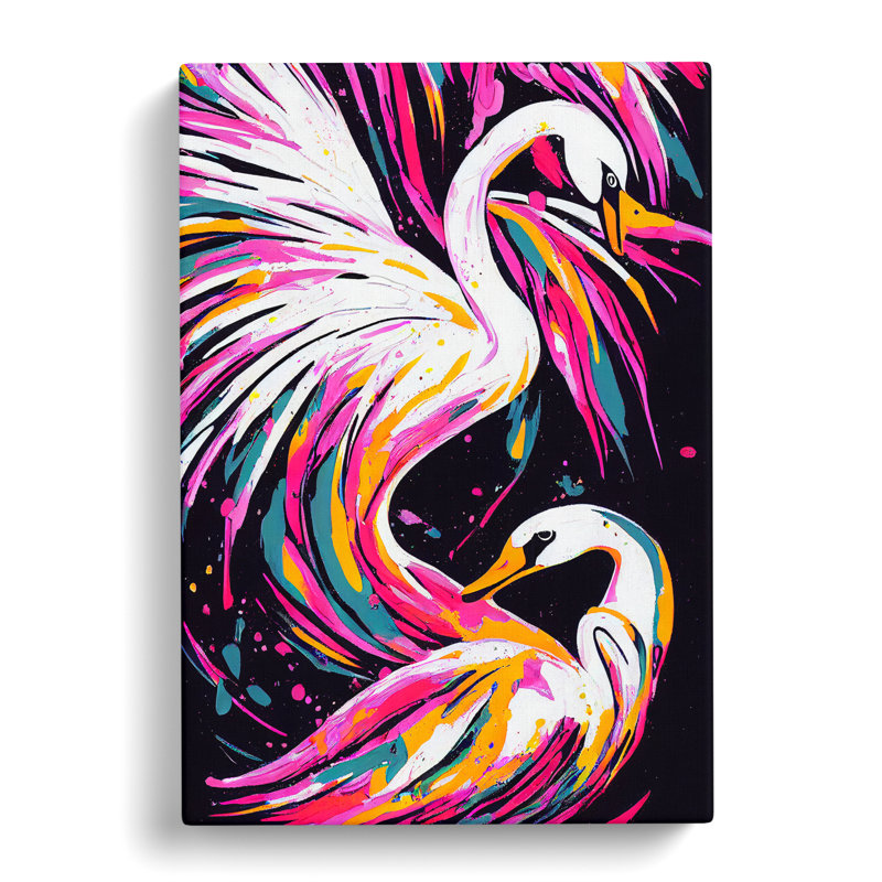 Two Swans In Colour - Wrapped Canvas, 76cm H x 50cm W x 3cm D