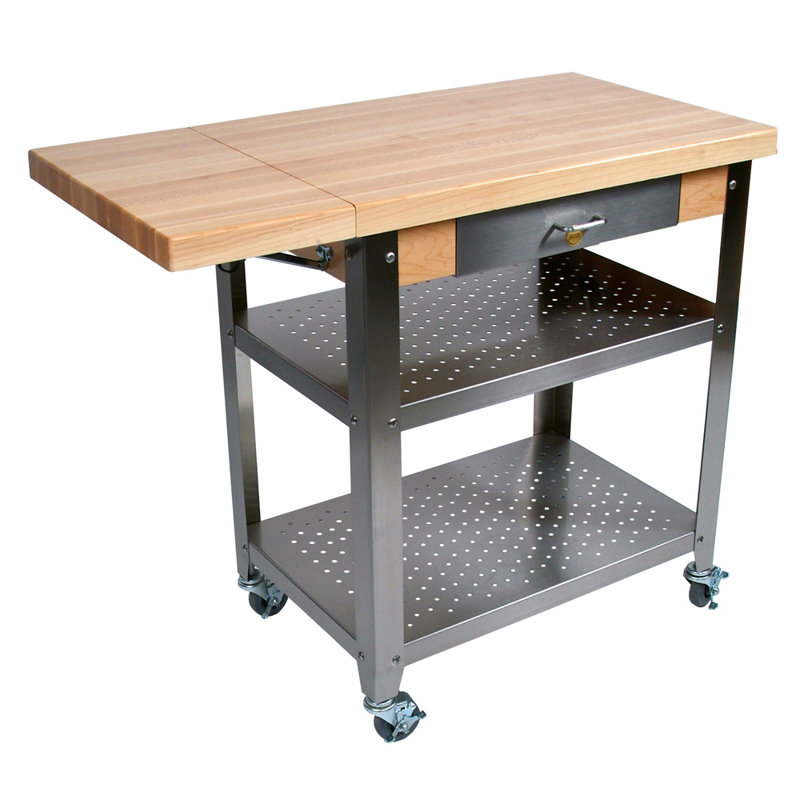 Cucina Elegante Kitchen Cart with Wood Top, 1 Included