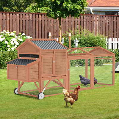 Grand poulailler en bois 95 "avec roulettes