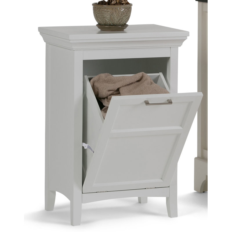 Panier à linge de salle de bain contemporain avec porte basculante l 21 po Avington, Blanc pur
