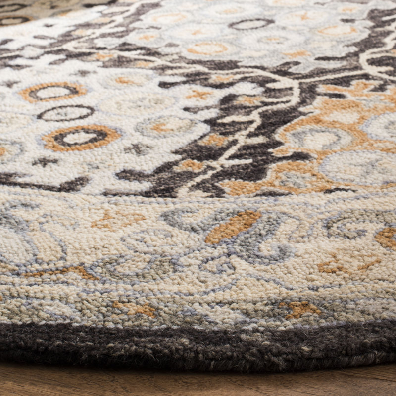 Vahakn Hand Tufted Wool/Cotton Oriental Rug in Beige/Brown, Round 7'