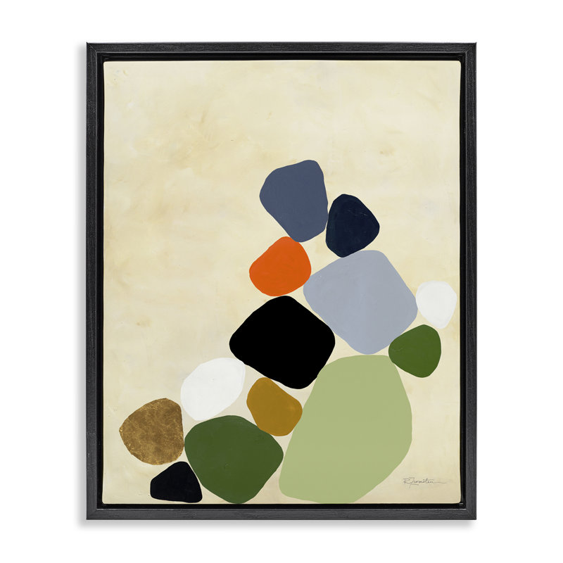 Cadre flottant Cluster of Minimal Pebbles, design par Ruth Fromstein, Cadre flottant noir de jais, H 31 po x l 25 po