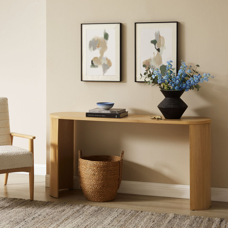 Aspect Oval Wood Entryway Console Table In Oak