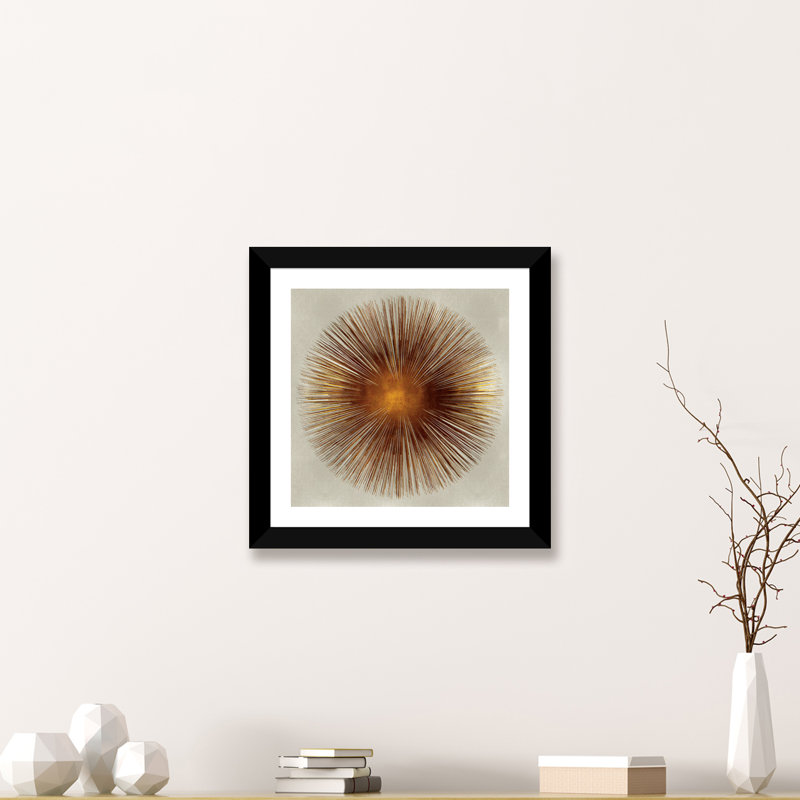 «Bronze Sunburst I» par Abby Young - impression d'art graphique, H 24 po x l 24 po x p 1 po, Papier encadré noir