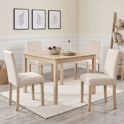 5-Piece Space-Saving Dining Table Set with 4 Upholstered Chairs and Solid Wood Frame