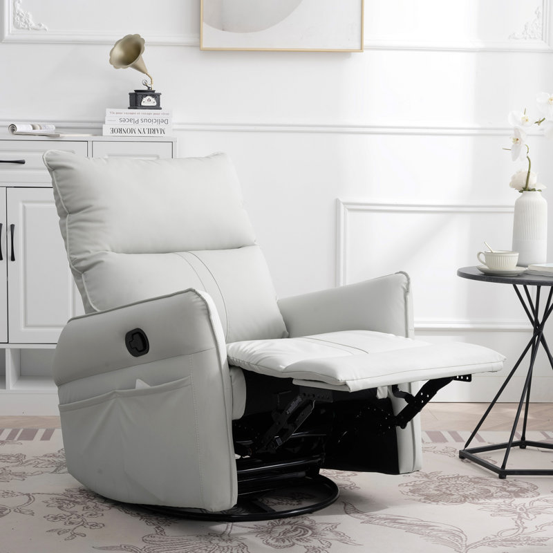 Tyvan Faux Leather Recliner, White, Manual