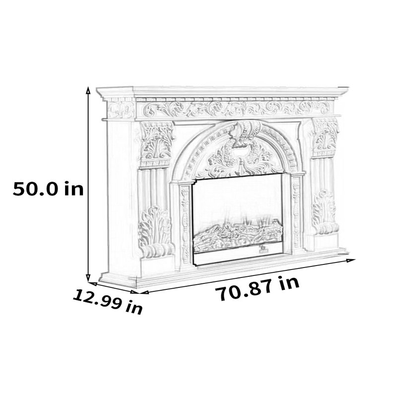 Meuble télé American cheminée, H 50 po x l 70,87 po x P 12,99 po, Brun
