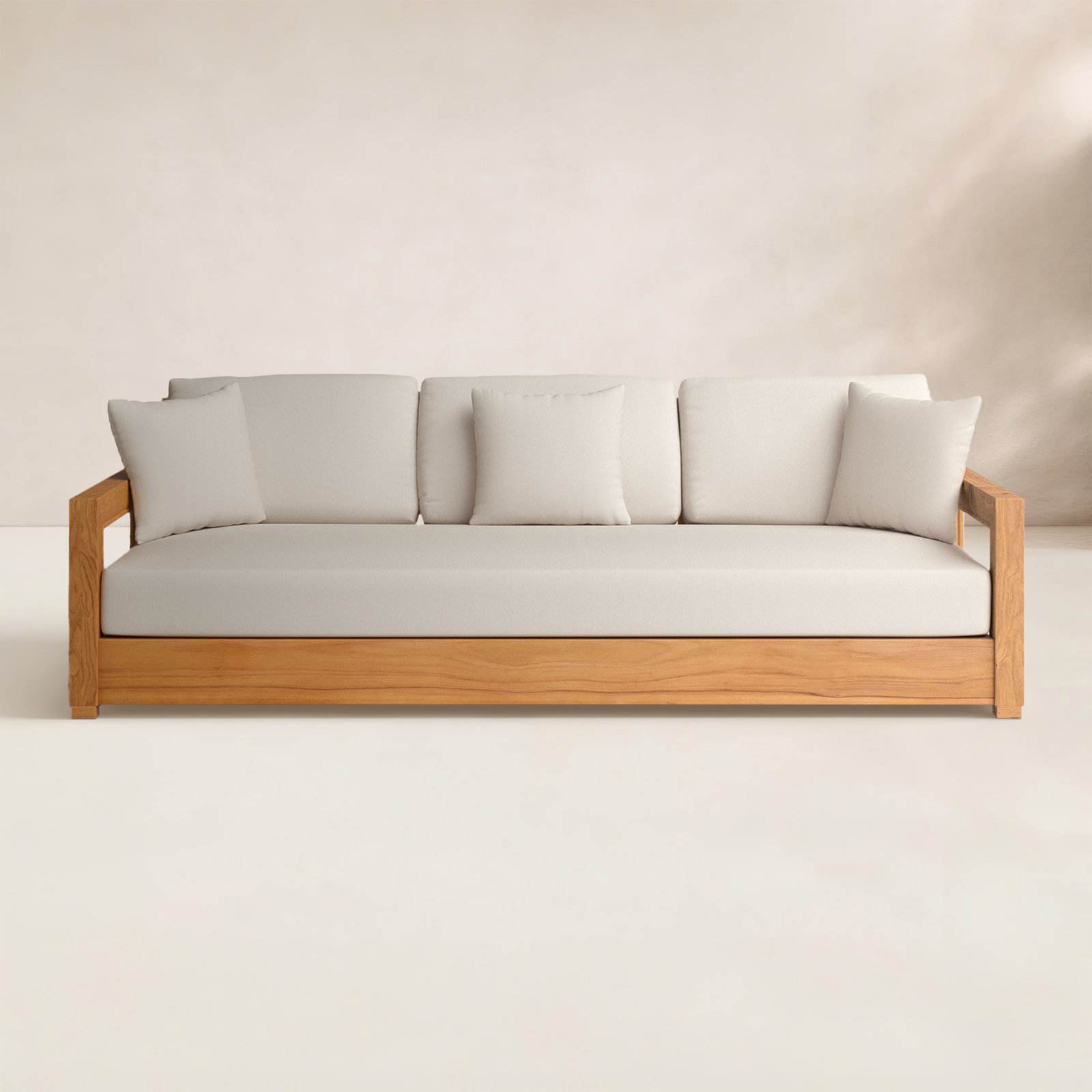 Melrose 76" Teak Outdoor Sofa, Beige Melrose
