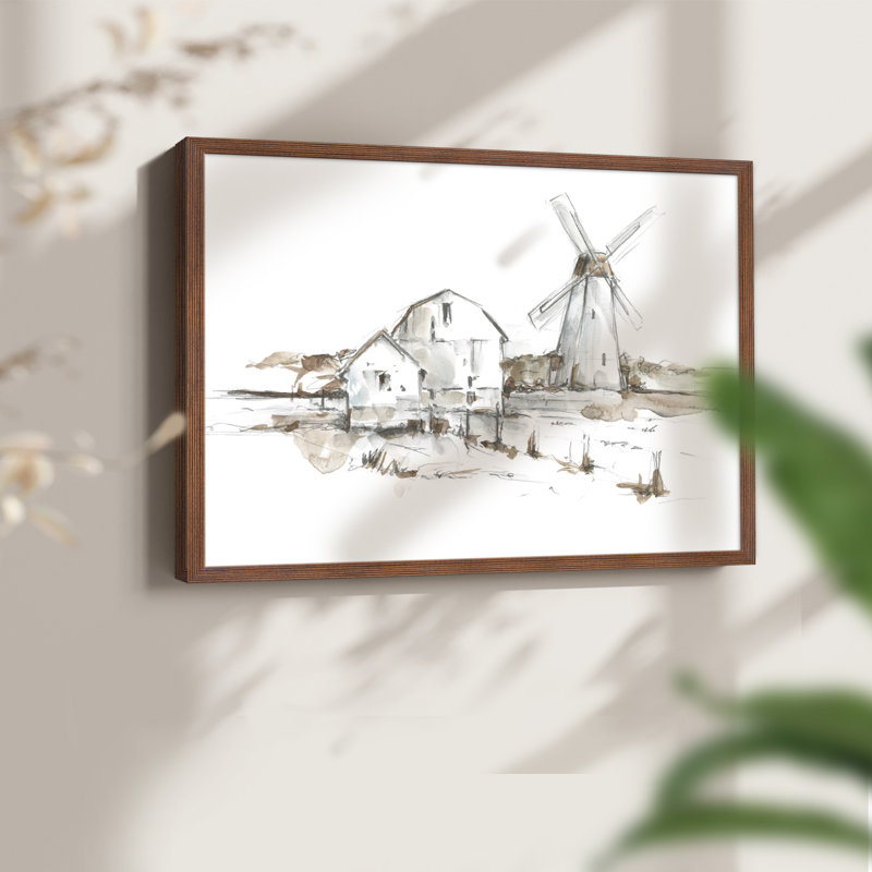 Old Mill Farm I - reproduction encadrée - réarmable, H 16 po x l 20 po, Noyer