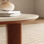 Meranda 47" Modern Oval Travertine Textured Stone Coffee Table-Unique Travertine Slab Top And Semi-Circular Solid Wood Base For Living Space