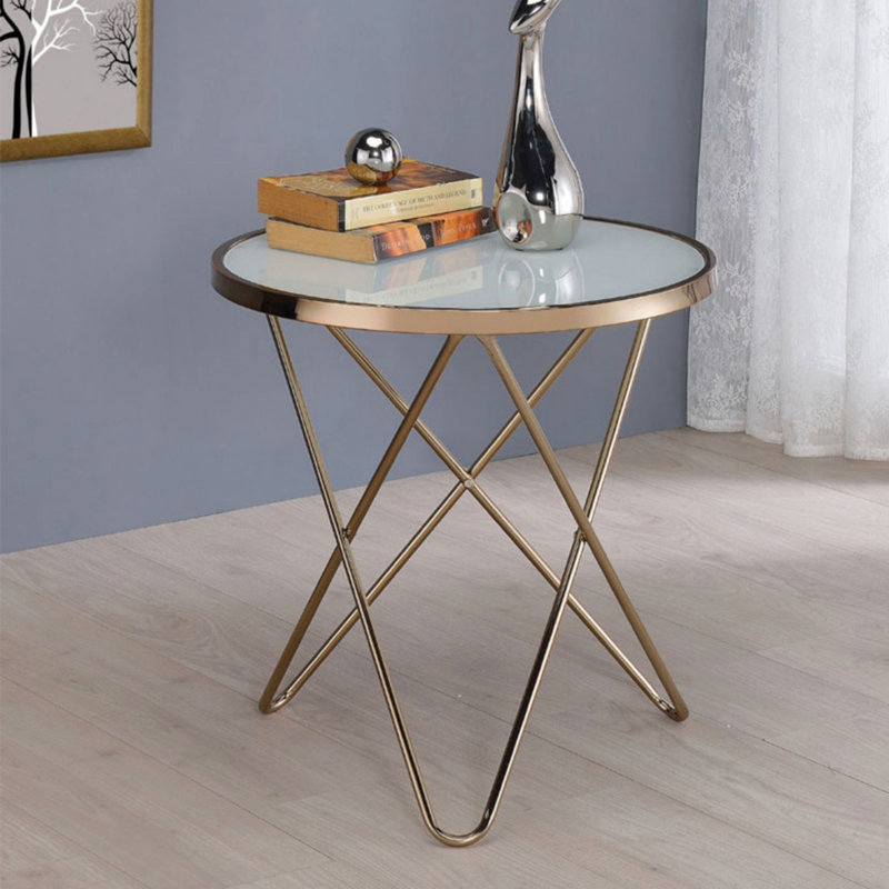 Table de bout Mid-Century, Blanc
