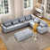 Shaped 6 Seats Modular Sectional Sofa with Storage Seats, Phone Holder and Console Table